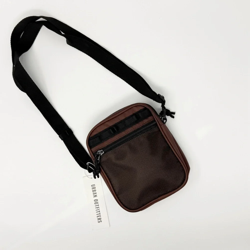 Urban Outfitters Brown Mini Crossbody Bag Nylon Utility Shoulder Pouch Travel